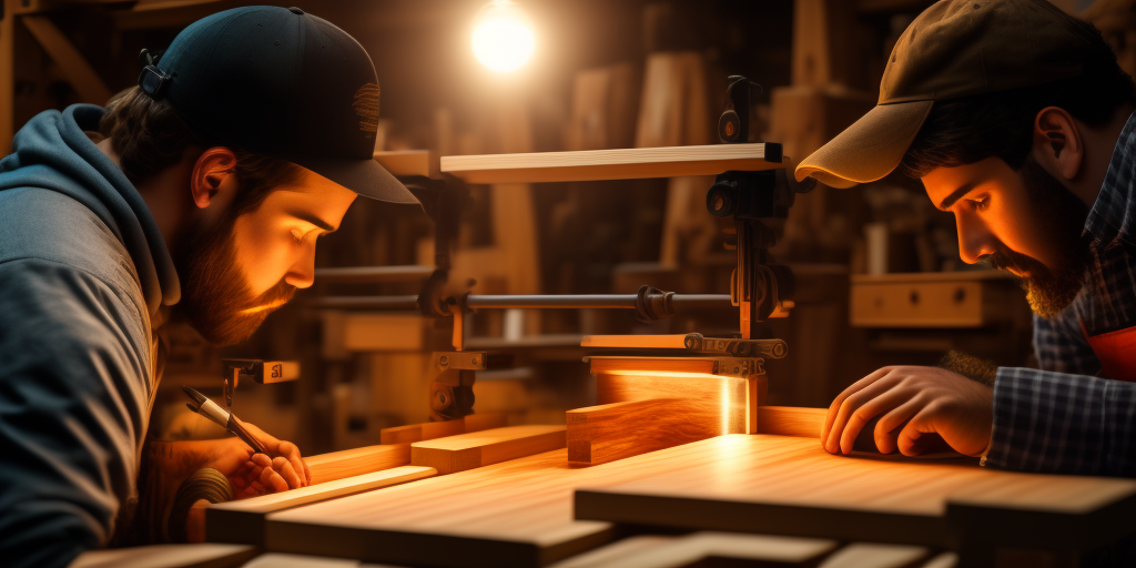 A woodworker in action, turning raw wood into a finished product